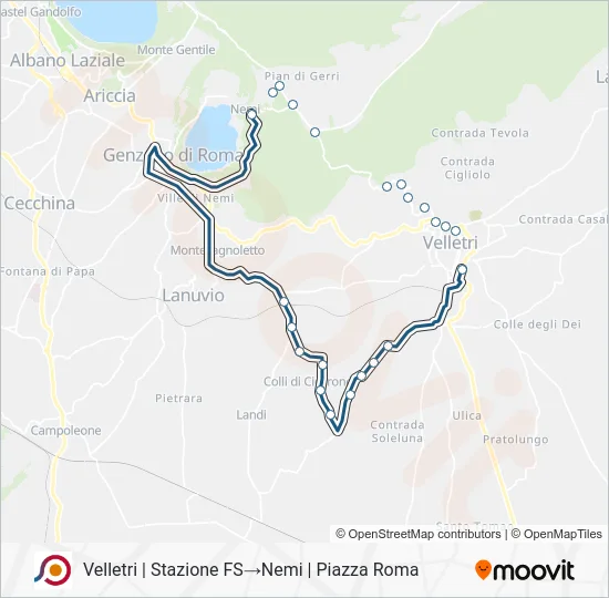 Percorso linea bus COTRAL