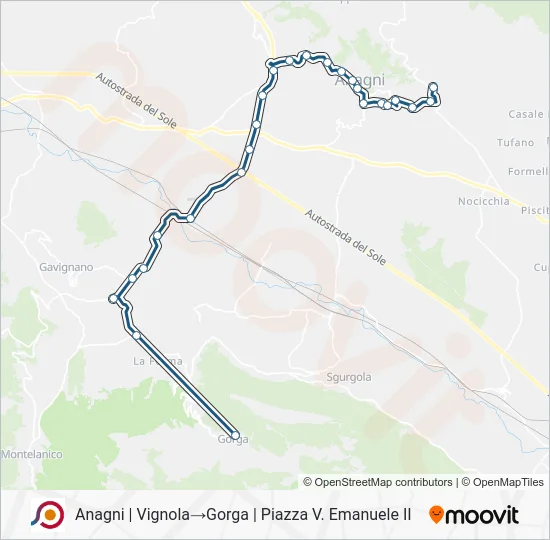 Percorso linea bus COTRAL