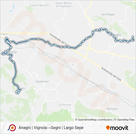 Percorso linea bus COTRAL