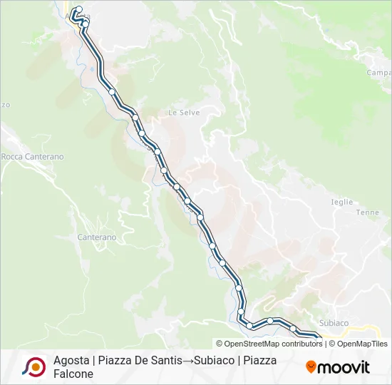 Percorso linea bus COTRAL