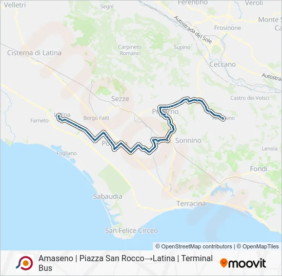 Percorso linea bus COTRAL