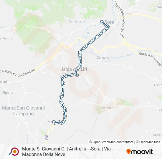 Percorso linea bus COTRAL