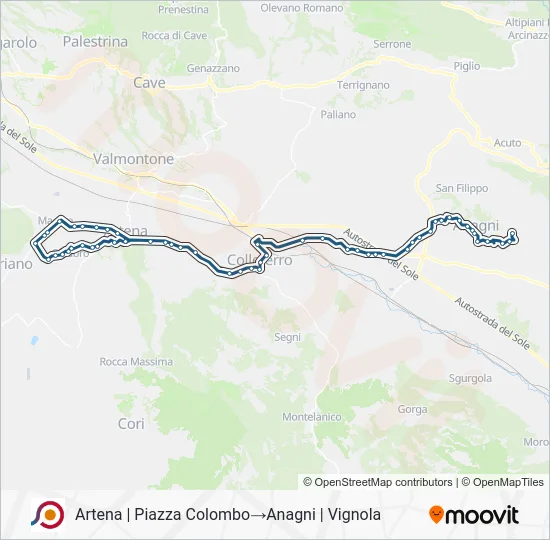 Percorso linea bus COTRAL