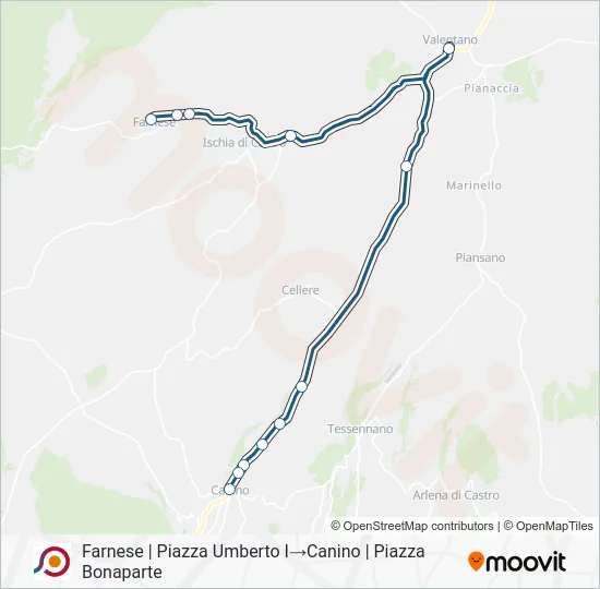 Percorso linea bus COTRAL