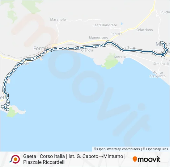 Percorso linea bus COTRAL