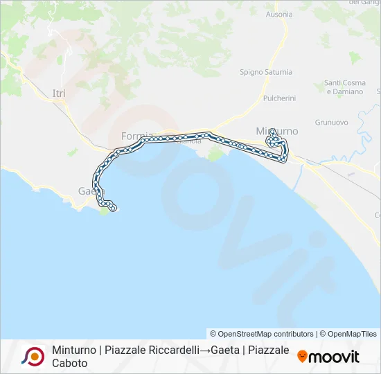 Percorso linea bus COTRAL