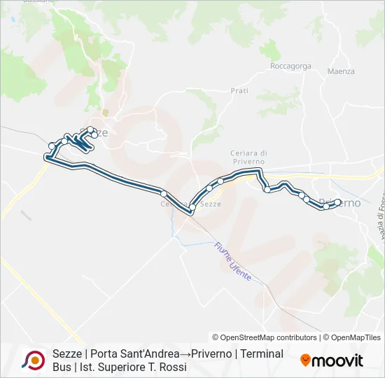 Percorso linea bus COTRAL
