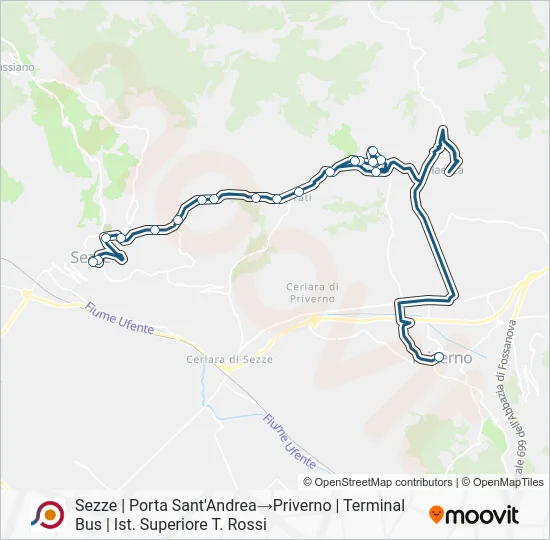 Percorso linea bus COTRAL