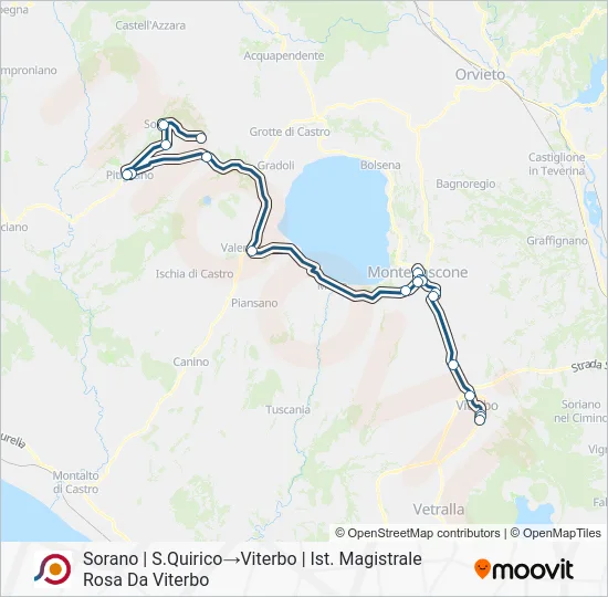 Percorso linea bus COTRAL