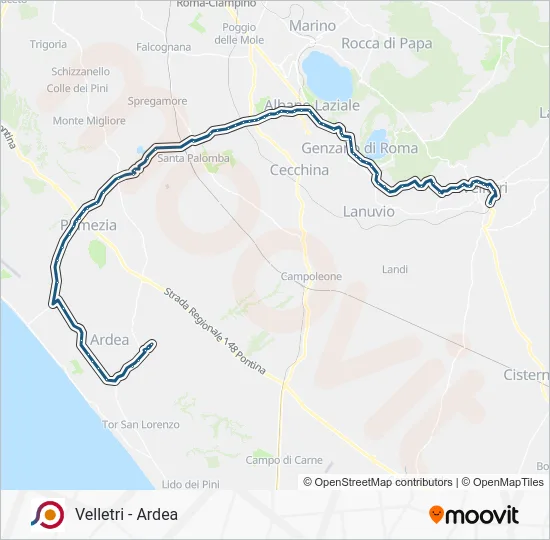 Percorso linea bus COTRAL