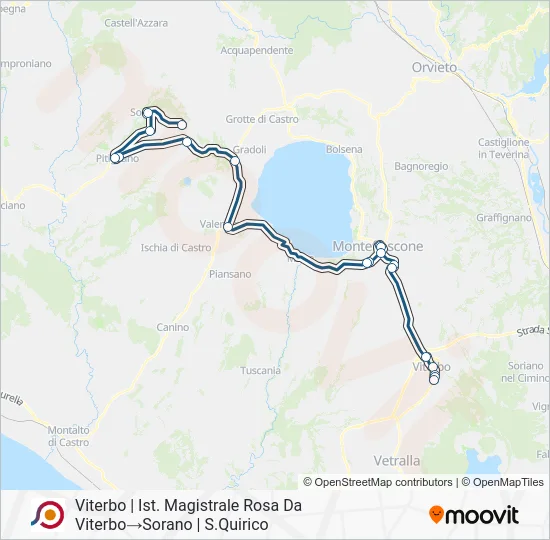 Percorso linea bus COTRAL