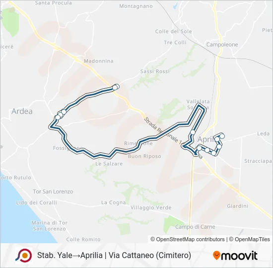 Percorso linea bus COTRAL