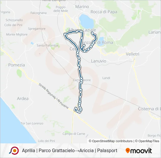 Percorso linea bus COTRAL