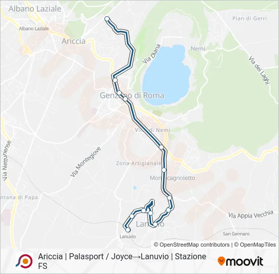 Percorso linea bus COTRAL