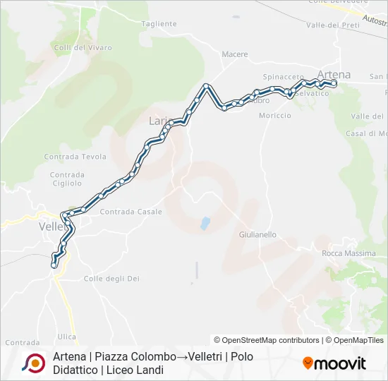 Percorso linea bus COTRAL
