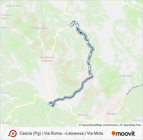 Percorso linea bus COTRAL