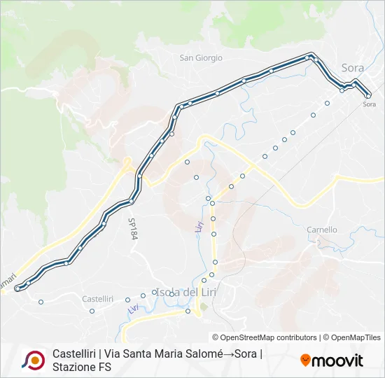 Percorso linea bus COTRAL