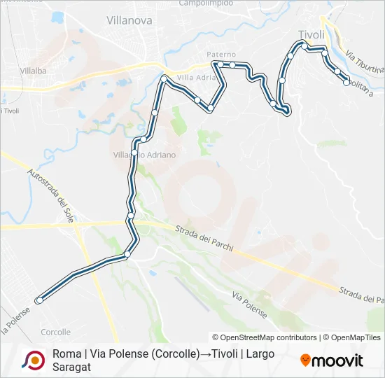 Percorso linea bus COTRAL