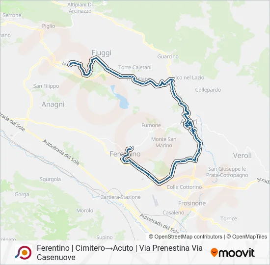 Percorso linea bus COTRAL