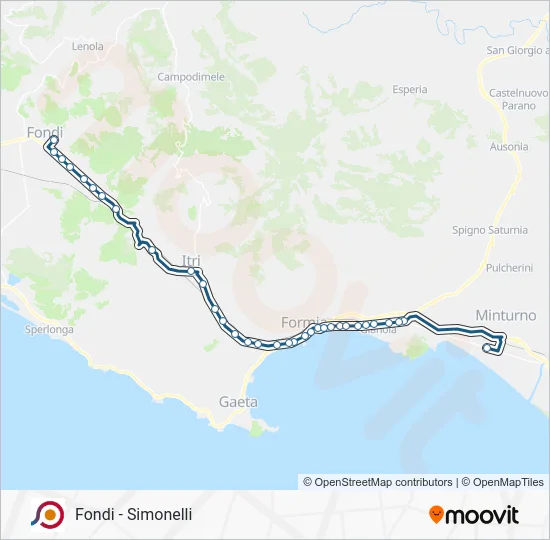 Percorso linea bus COTRAL