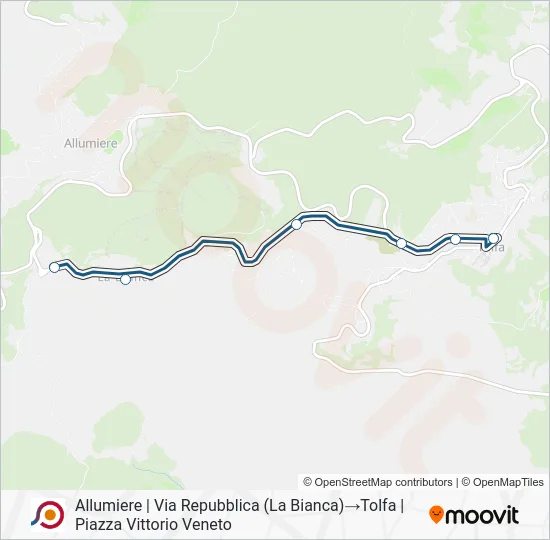 Percorso linea bus COTRAL