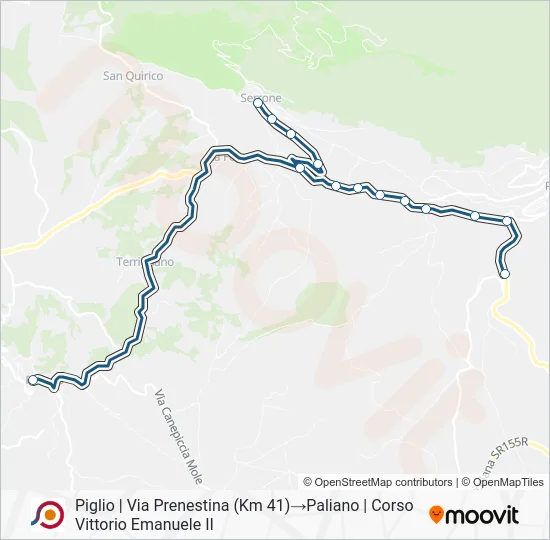 Percorso linea bus COTRAL
