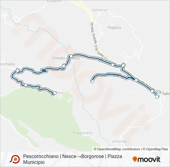 Percorso linea bus COTRAL