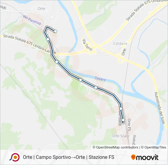 Percorso linea bus COTRAL