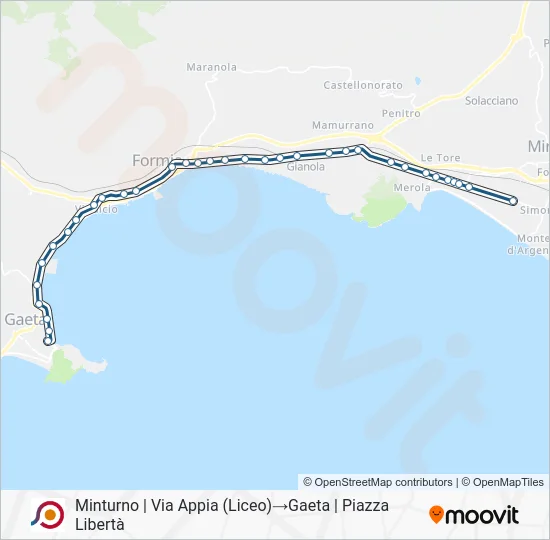 Percorso linea bus COTRAL