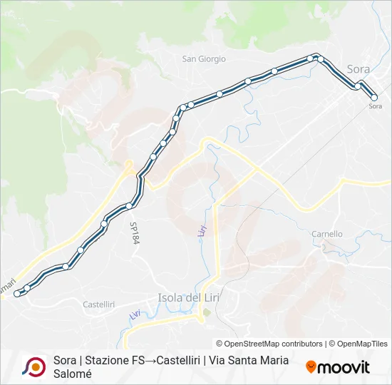 Percorso linea bus COTRAL