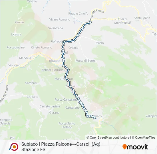 Percorso linea bus COTRAL