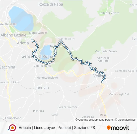 Percorso linea bus COTRAL