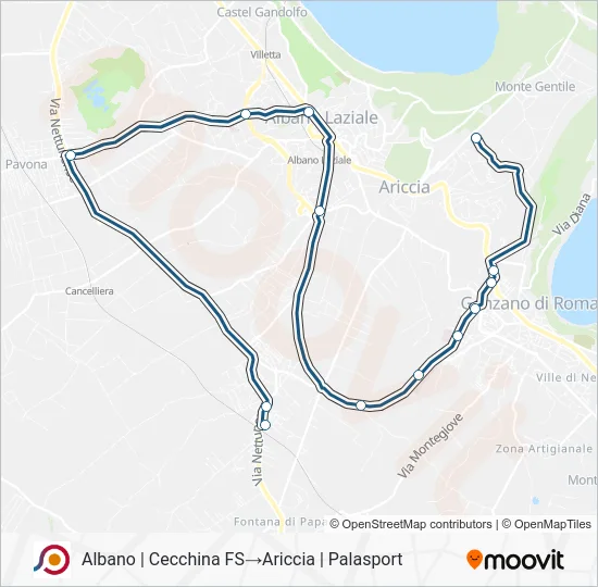 Percorso linea bus COTRAL