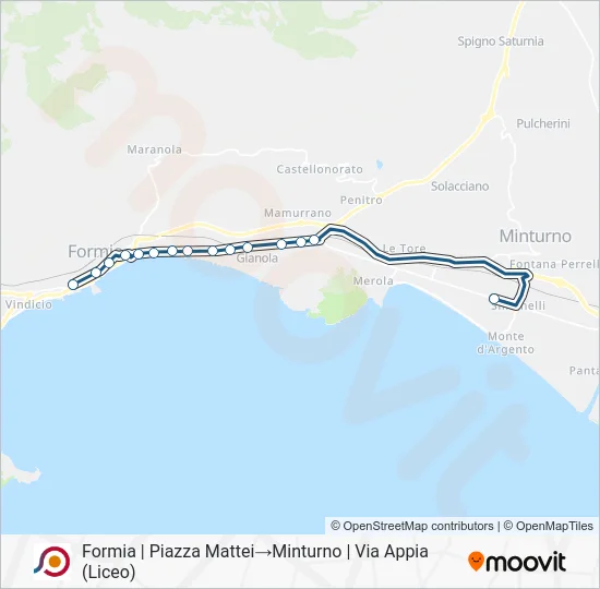 Percorso linea bus COTRAL