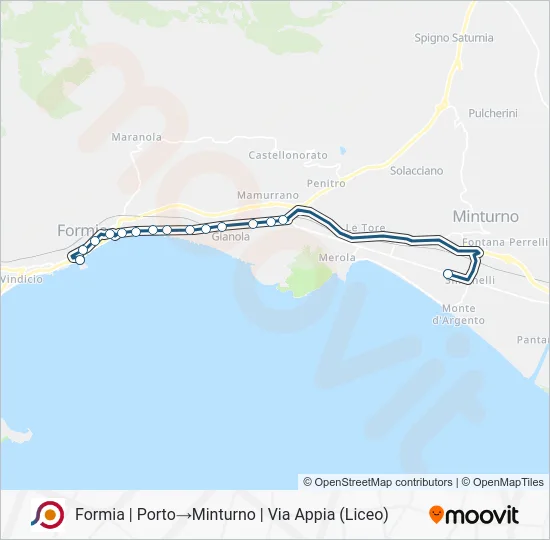 Percorso linea bus COTRAL
