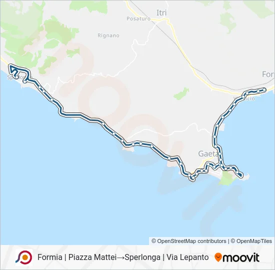 Percorso linea bus COTRAL