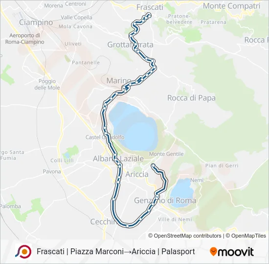 Percorso linea bus COTRAL