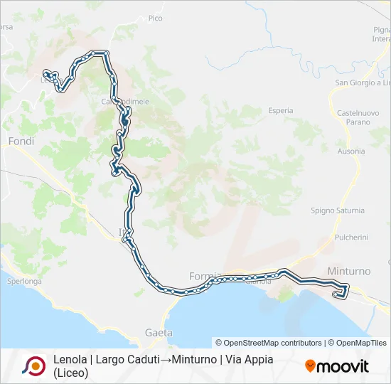 Percorso linea bus COTRAL