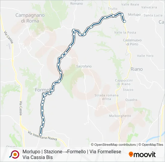 Percorso linea bus COTRAL