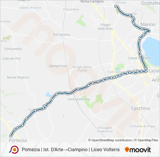 Percorso linea bus COTRAL