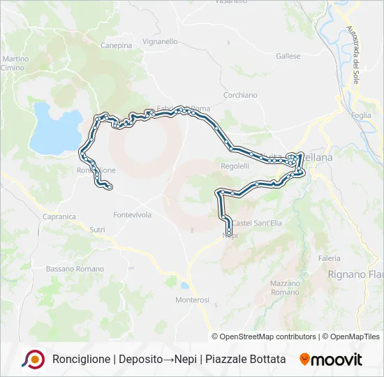 Percorso linea bus COTRAL
