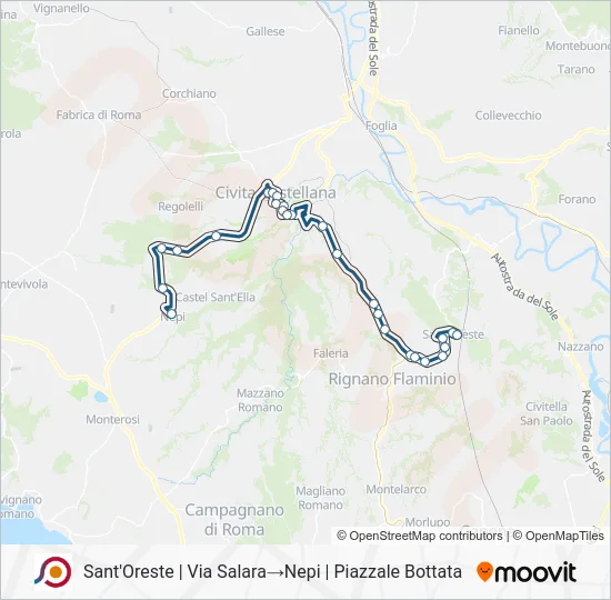 Percorso linea bus COTRAL