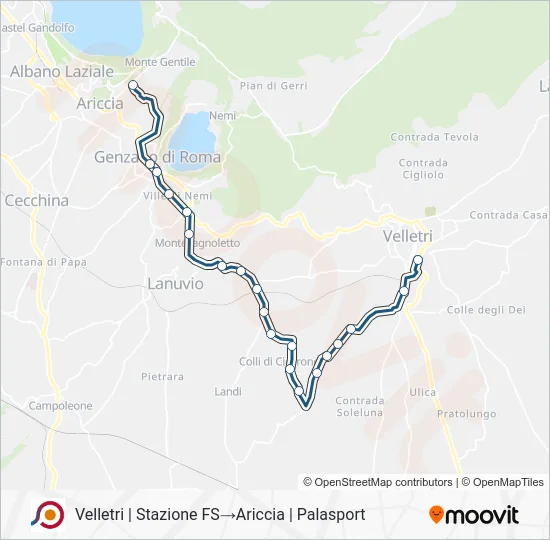 Percorso linea bus COTRAL