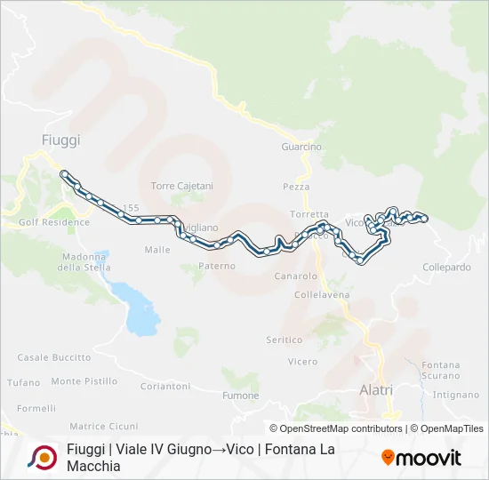 Percorso linea bus COTRAL