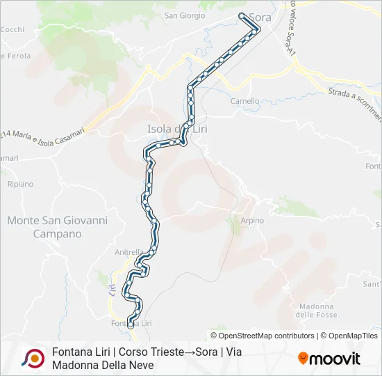 Percorso linea bus COTRAL