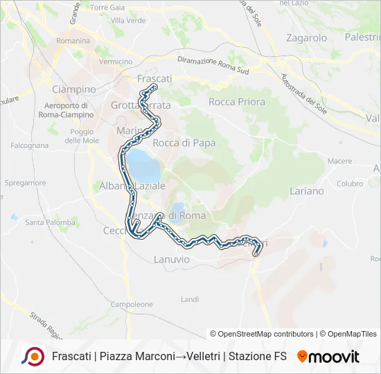 Percorso linea bus COTRAL