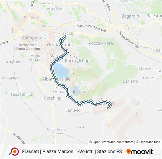 Percorso linea bus COTRAL