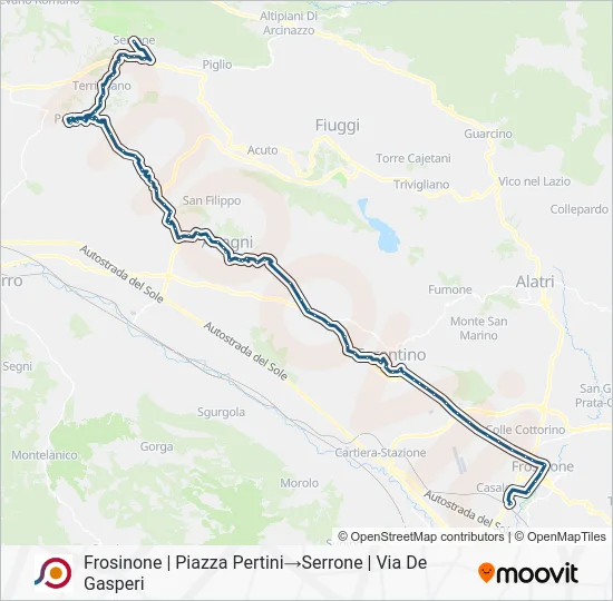 Percorso linea bus COTRAL