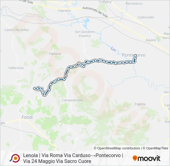 Percorso linea bus COTRAL