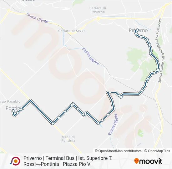 Percorso linea bus COTRAL